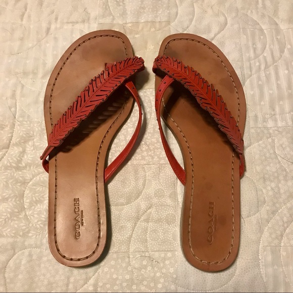 COACH Deni Feather Embellished Flat Sandal size 8/38 - Picture 2 of 7